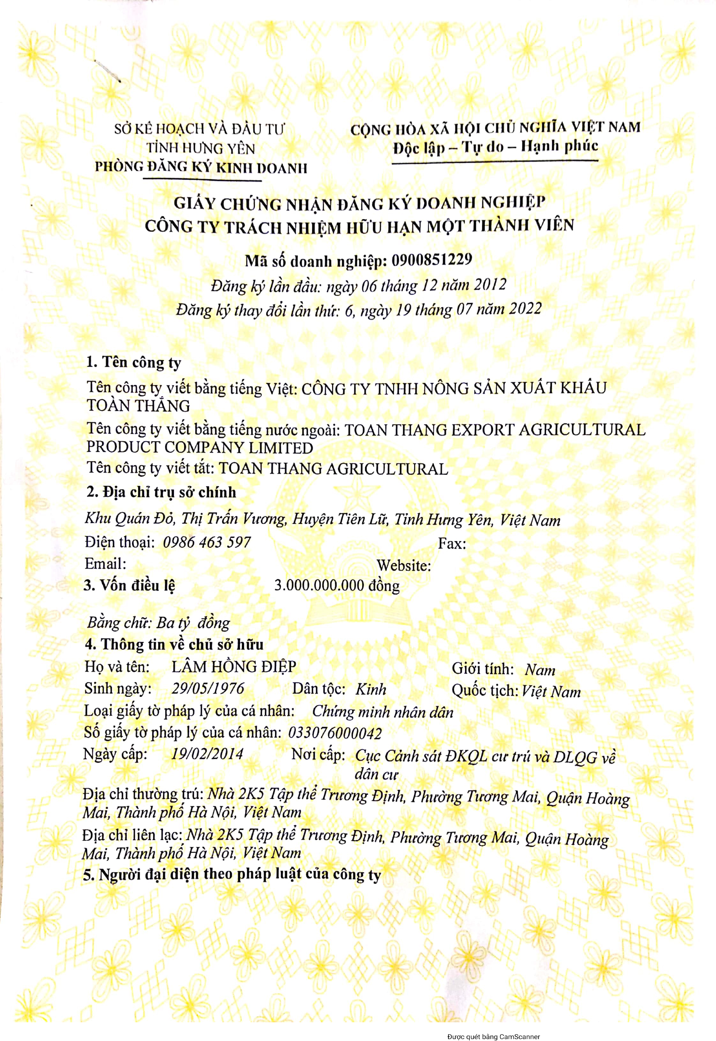 Giấy Đăng Ký Kinh Doanh